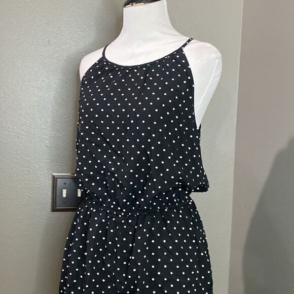 Old Navy Sleeveless keyhole Romper Black White Polka Dots - Picture 2 of 11